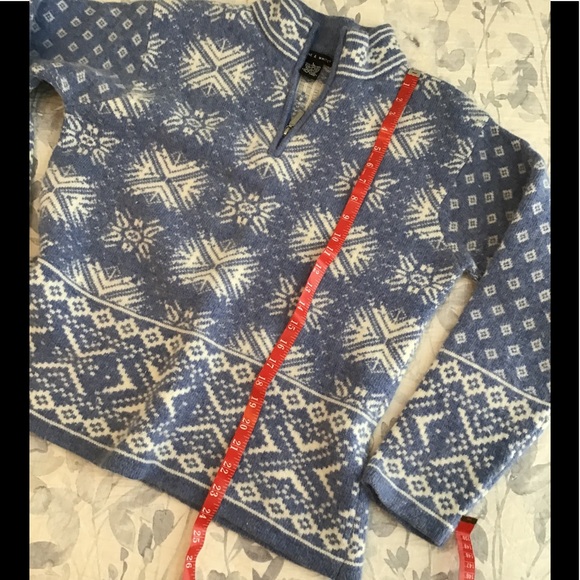 Diane & White Blue/White Lambs Wool/ Rabbit Ski Sweater L - Picture 6 of 7